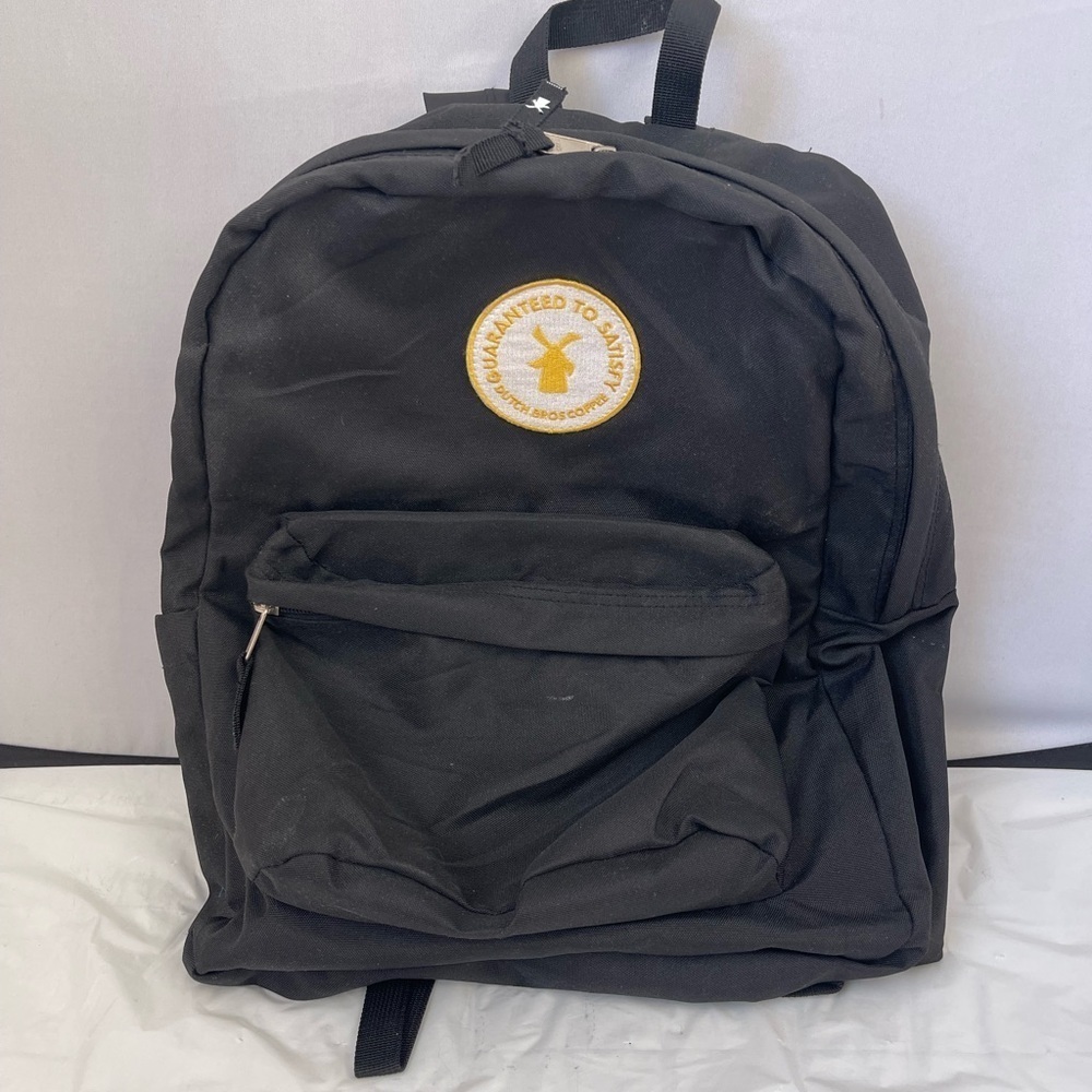 Dutch Bros Black Backpack w Yellow Windmill Logo Patch